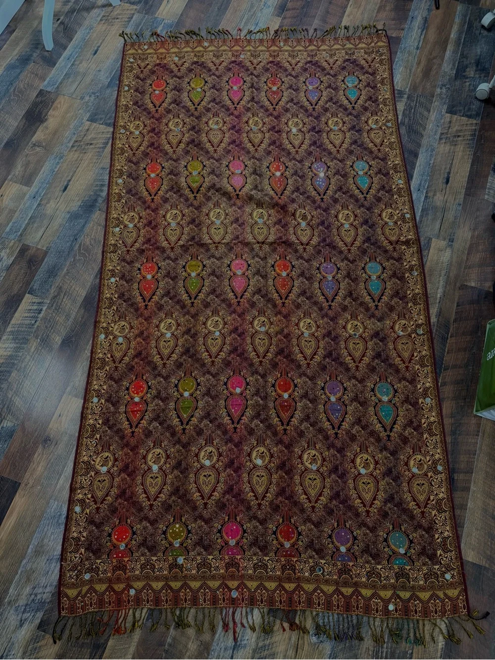 Indian Paisley Embellished Scarf/Stole 34x88 Multicolor Boho